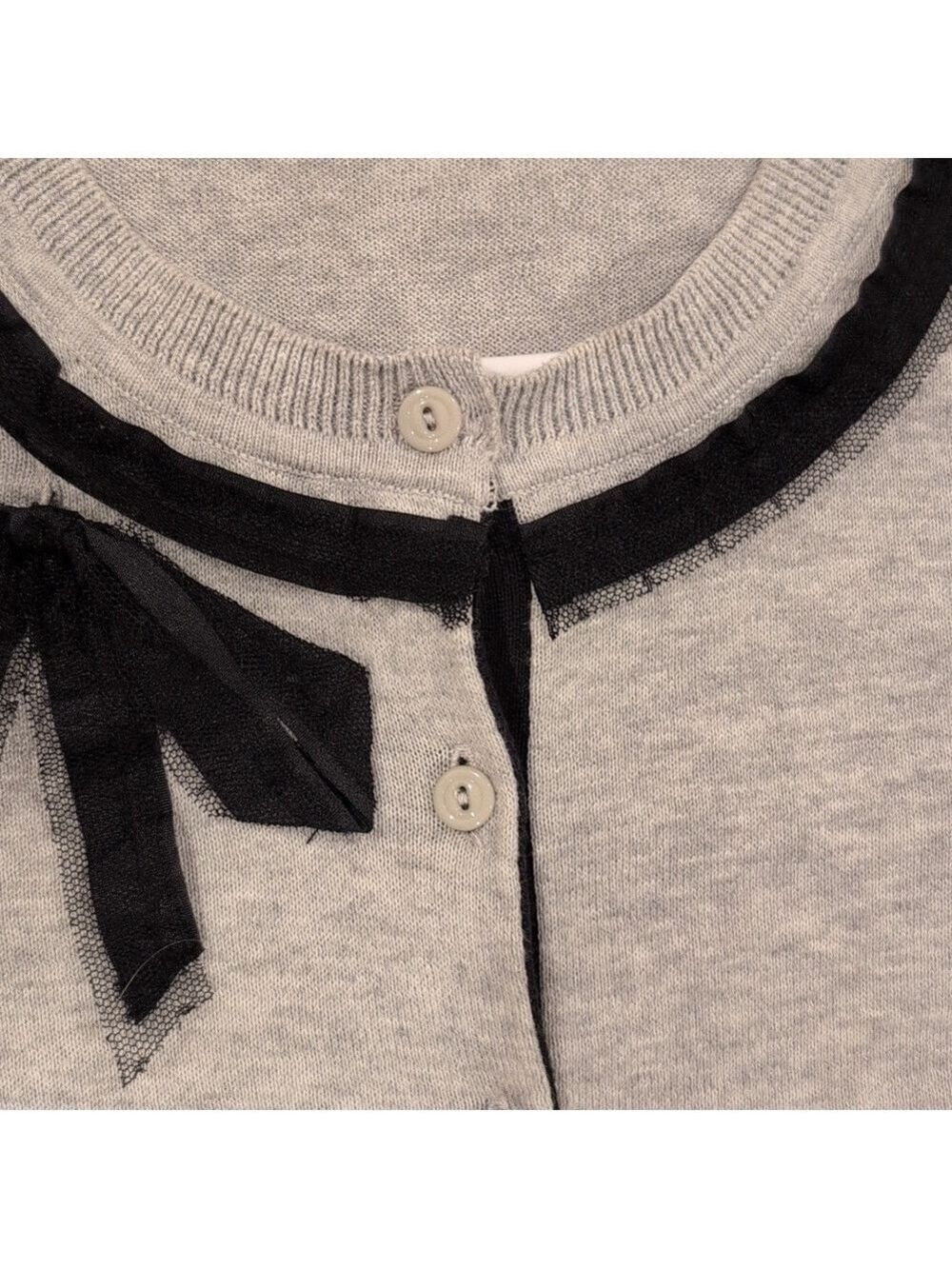 LOFT Women's Gray Cardigan with Black Trim 100% Pima Cotton,3/4 Sleeves Size XS - Picture 7 of 7